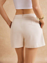 Poéselle Women's Solid Color Button Front Minimalist Shorts, Casual & Daily